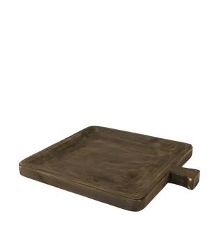 Tray square paulownia wood with handle 38x32x3cm - Black