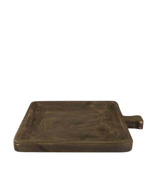 Tray square paulownia wood with handle 38x32x3cm - Black