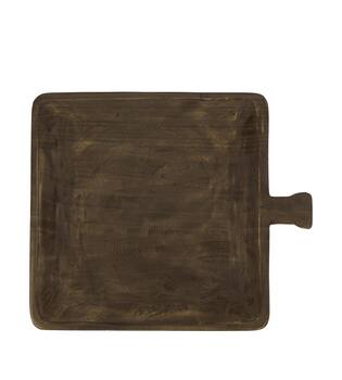 Tray square paulownia wood with handle 38x32x3cm - Black