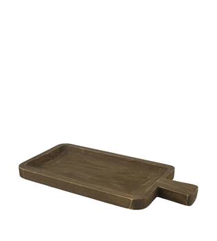 Tray rectangular paulownia wood with handle 38x18x2.5cm - Black