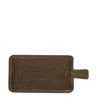 Tray rectangular paulownia wood with handle 38x18x2.5cm - Black