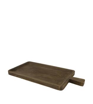 Tray rectangular paulownia wood with handle 58x28.5x3.5cm - Black