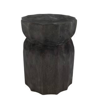 Side table round paulownia wood 28x28x38cm - Black