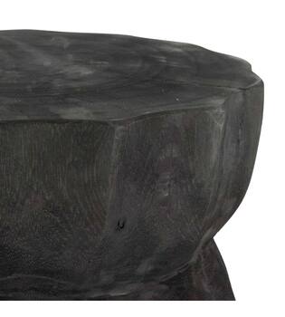 Side table round paulownia wood 28x28x38cm - Black
