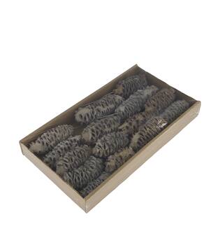 Mealy pod on wire stem 15pc in tray 36x20x5cm - White