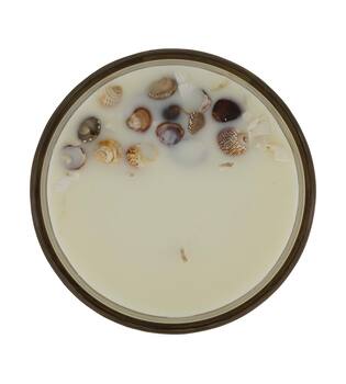 Candle ocean  sea breeze scent wax with glass 11.5x11.5x6cm - Orange
