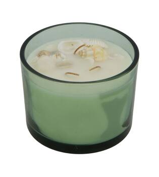 Candle ocean  sea breeze scent wax with glass 11.5x11.5x6cm - Green