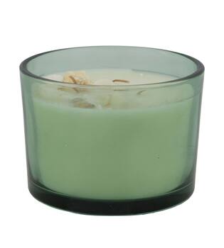 Candle ocean  sea breeze scent wax with glass 11.5x11.5x6cm - Green