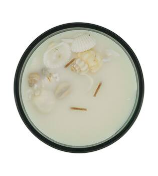 Candle ocean  sea breeze scent wax with glass 11.5x11.5x6cm - Green