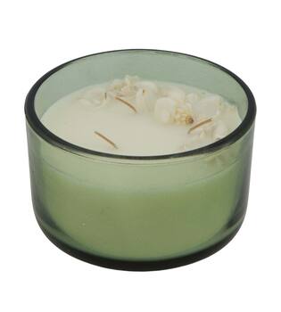 Candle ocean  sea breeze scent wax with glass 13x13x7.5cm - Green