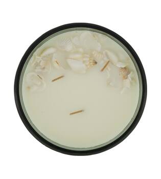 Candle ocean  sea breeze scent wax with glass 13x13x7.5cm - Green