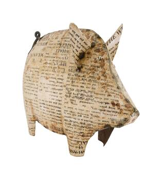 Statue pig metal 38x19x29cm - White