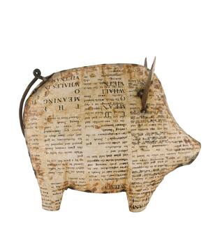 Statue pig metal 38x19x29cm - White