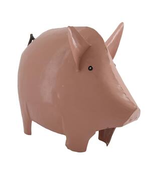 Statue pig metal 38x19x29cm - Pink