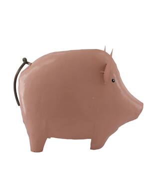 Statue pig metal 38x19x29cm - Pink