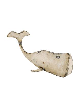 Statue whale metal 38x18x19cm - White