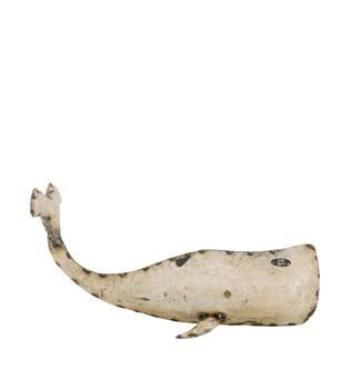 Statue whale metal 38x18x19cm - White
