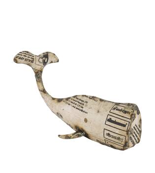 Statue whale metal 28x11x15cm - White