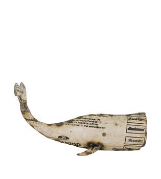 Statue whale metal 28x11x15cm - White