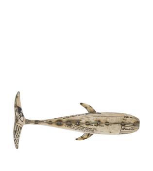 Statue whale metal 28x11x15cm - White