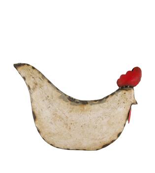 Statue chicken metal 37x13x25cm - White