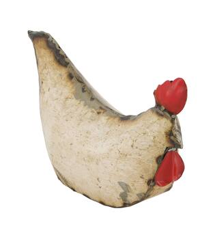 Statue chicken metal 26x8x17cm - White