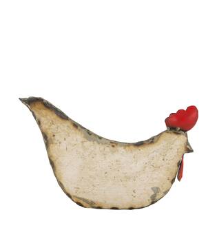 Statue chicken metal 26x8x17cm - White