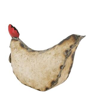 Statue chicken metal 26x8x17cm - White