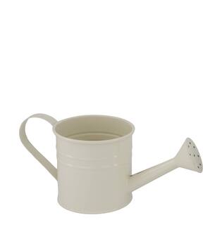 Watering can metal with handle 24.5x10x10cm - Cream