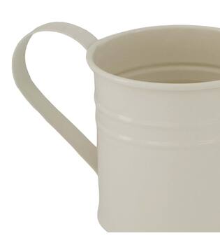 Watering can metal with handle 24.5x10x10cm - Cream