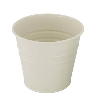 Planter round metal 17x17x16cm - Cream