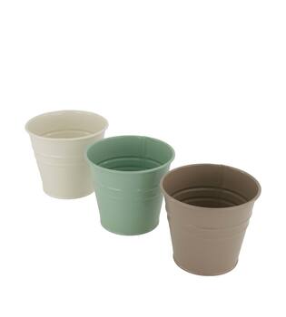 Planter round metal 17x17x16cm - Cream