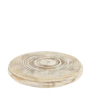 Tray round paulownia wood 28x28x3cm - White