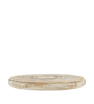 Tray round paulownia wood 28x28x3cm - White