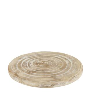 Tray round paulownia wood 33x33x3cm - White