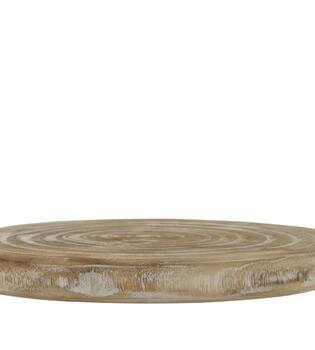 Tray round paulownia wood 33x33x3cm - White