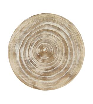 Tray round paulownia wood 33x33x3cm - White