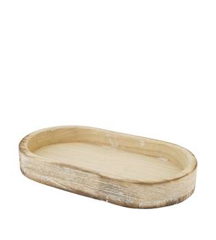 Bowl oval paulownia wood 36x20x5cm - White