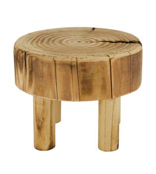 Tray round reclaimed wood on feet 18x18x14cm - Natural