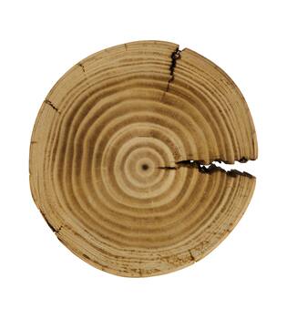 Tray round reclaimed wood on feet 18x18x14cm