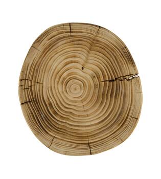 Tray round reclaimed wood on feet 25x25x20cm - Natural