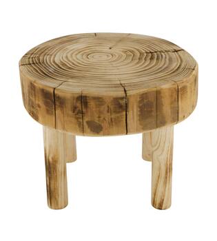 Tray round reclaimed wood on feet 25x25x20cm - Natural