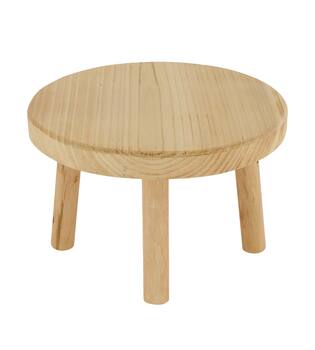 Tray round reclaimed wood on feet 20x20x13cm - Natural