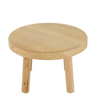 Tray round reclaimed wood on feet 20x20x13cm - Natural