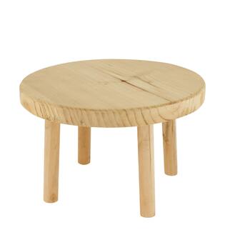 Tray round reclaimed wood on feet 24x24x15cm - Natural