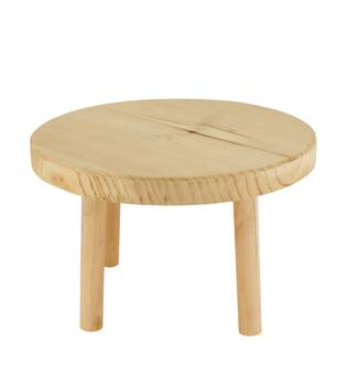 Tray round reclaimed wood on feet 24x24x15cm - Natural
