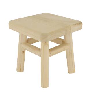 Tray square fir wood on feet 19x19x20cm