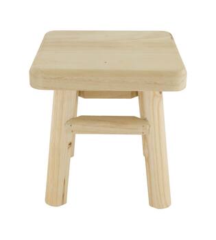 Tray square fir wood on feet 19x19x20cm - Natural
