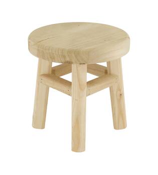 Tray round fir wood on feet 19x19x20cm - Natural