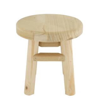 Tray round fir wood on feet 19x19x20cm - Natural